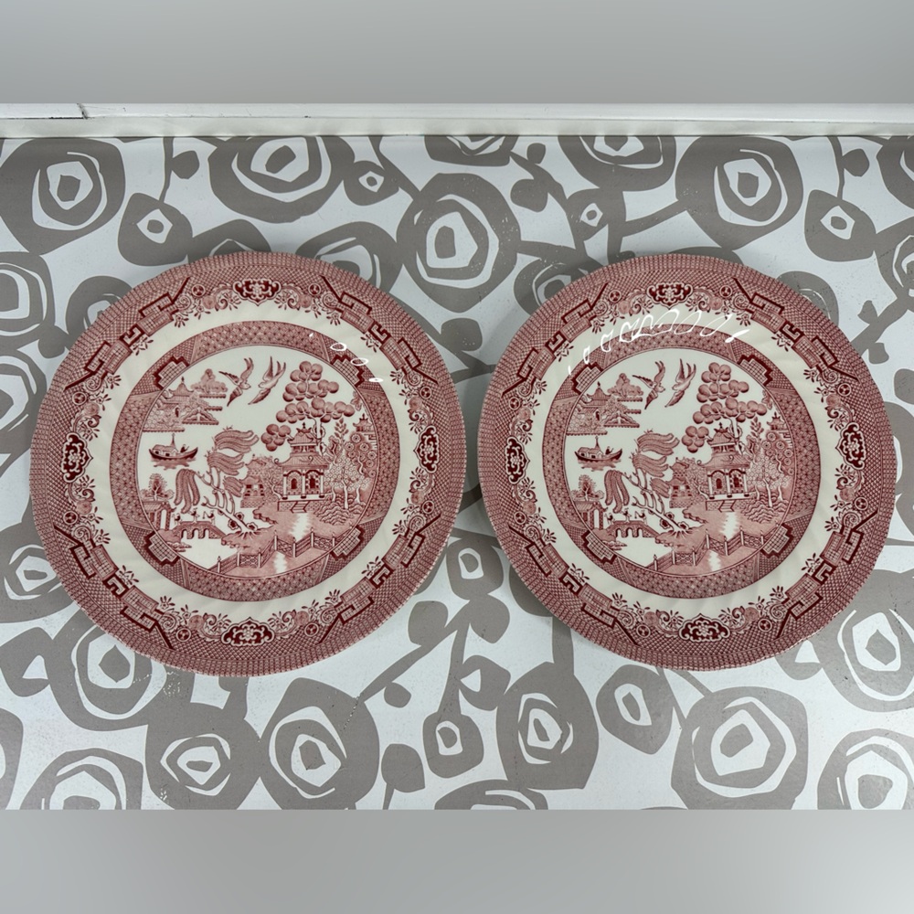 SOLD Set of 2 Royal Wessex Pink Willow Rosa 10” Dinner Plates Made in England